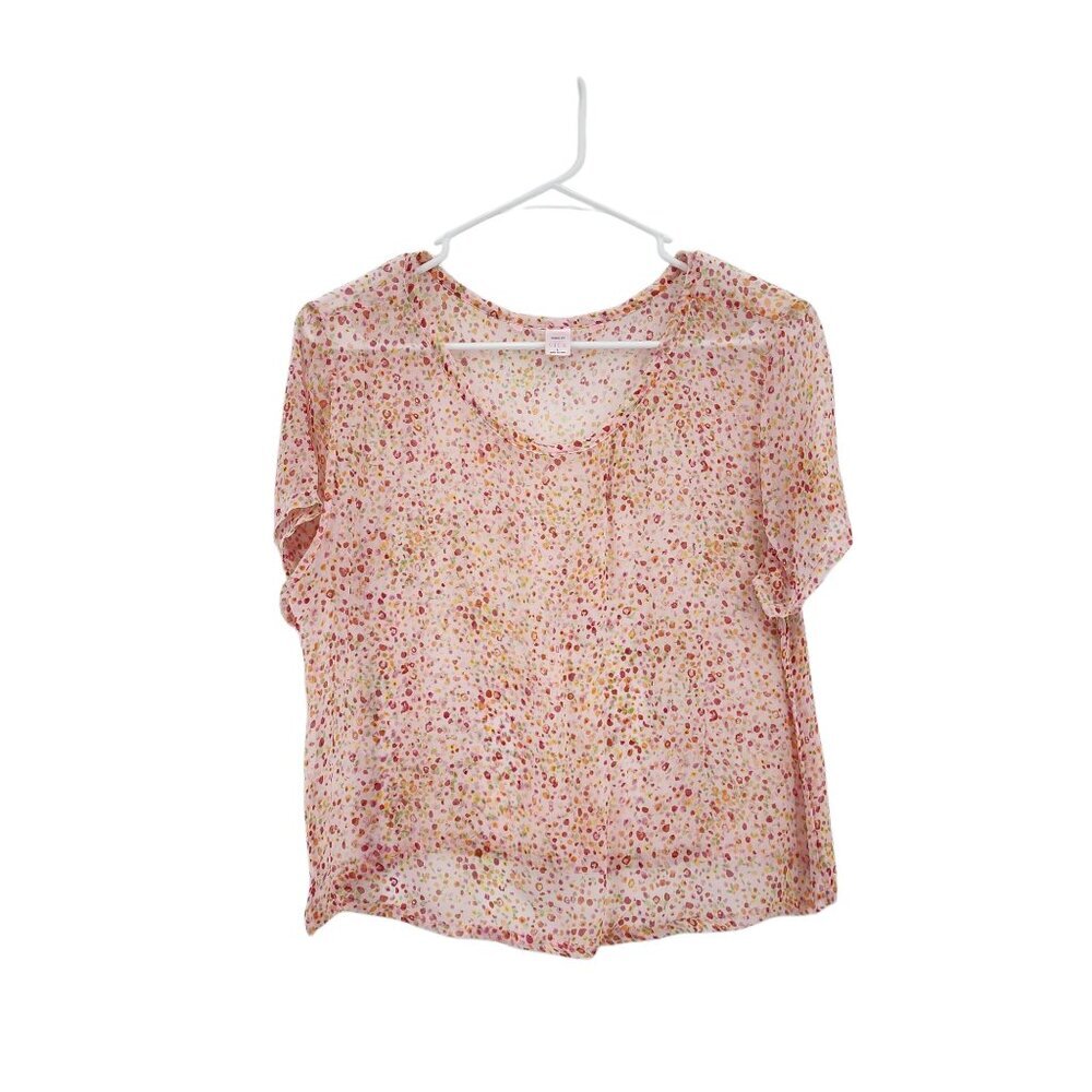 Silk Women's Floral Lightweight Sheer Top - L